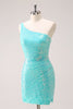 Load image into Gallery viewer, Sparkly Mint One Shoulder Tight Short Graduation Dress with Sequins