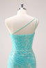 Load image into Gallery viewer, Sparkly Mint One Shoulder Tight Short Graduation Dress with Sequins