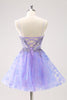 Load image into Gallery viewer, Sparkly Lilac A Line Spaghetti Straps Short Graduation Dress with Sequins