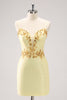 Load image into Gallery viewer, Sparkly Yellow Spaghetti Straps Tight Graduation Dress with Sequins