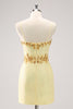 Load image into Gallery viewer, Sparkly Yellow Spaghetti Straps Tight Graduation Dress with Sequins