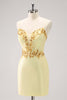 Load image into Gallery viewer, Sparkly Yellow Spaghetti Straps Tight Graduation Dress with Sequins