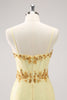 Load image into Gallery viewer, Sparkly Yellow Spaghetti Straps Tight Graduation Dress with Sequins