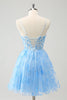 Load image into Gallery viewer, Blue A Line Spaghetti Straps Corset Glow In The Dark Graduation Dress