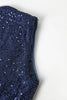 Load image into Gallery viewer, Navy V-neck Sheath Sequins Midi Cocktail Dress with Slit