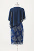 Load image into Gallery viewer, Navy Applique Sheath Tea Length Mother of the Bride Dress with Wrap