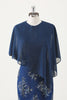 Load image into Gallery viewer, Navy Applique Sheath Tea Length Mother of the Bride Dress with Wrap