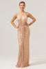 Load image into Gallery viewer, Glitter Blush Mermaid Halter Backless Long Prom Dress