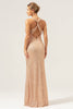 Load image into Gallery viewer, Glitter Blush Mermaid Halter Backless Long Prom Dress