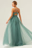 Load image into Gallery viewer, Eucalyptus Spaghetti Straps A-Line Tulle Bridesmaid Dress