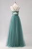 Load image into Gallery viewer, Eucalyptus Spaghetti Straps A-Line Tulle Bridesmaid Dress