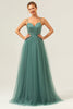 Load image into Gallery viewer, Eucalyptus Spaghetti Straps Tulle A Line Long Bridesmaid Dress