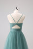 Load image into Gallery viewer, Eucalyptus Spaghetti Straps A-Line Tulle Bridesmaid Dress