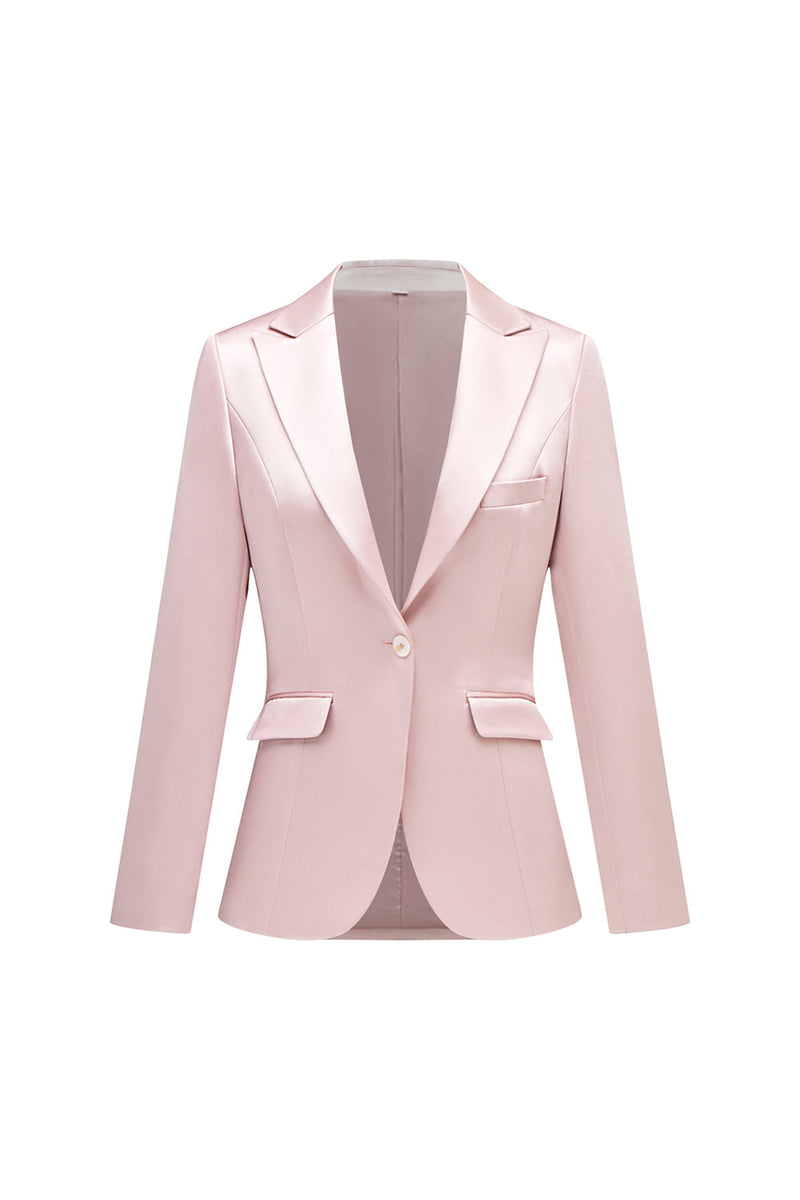 Load image into Gallery viewer, Grey Pink Peak Lapel Satin Slim Fit Women Suits