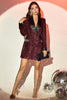 Load image into Gallery viewer, Glitter Burgundy Shawl Lapel Women&#39;s Blazer with Sequins