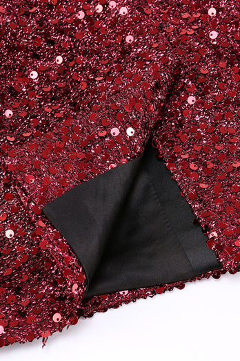 Sparkly Burgundy Bodycon Maxi Women's Blazer