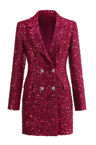 Sparkly Fuchsia Notched Women's Blazer