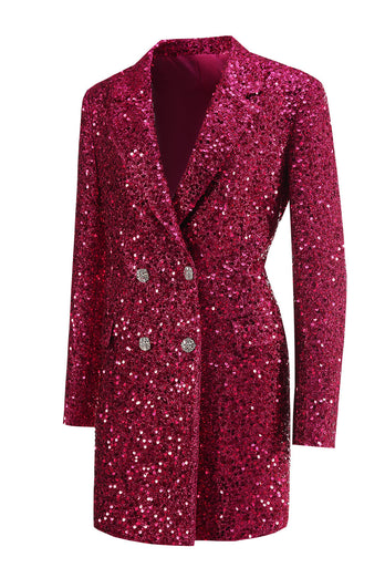 Sparkly Fuchsia Notched Women's Blazer