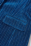2-Piece Ink Blue Velvet Striped Women Prom Suits