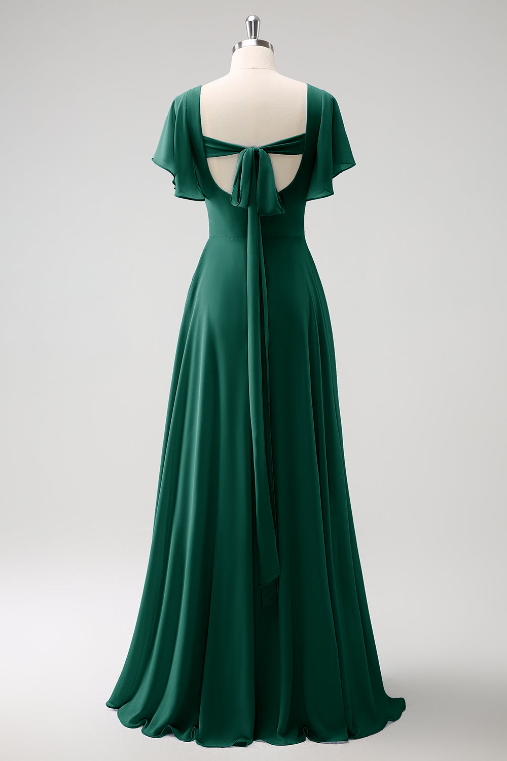 Zapaka Women Grey Blue Bridesmaid Dress with Slit A Line Chiffon Long Wedding Guest Dress with Puff Sleeves ZAPAKA UK Zapaka Women Grey Blue Bridesmaid Dress with Slit A Line Chiffon Long Wedding Guest Dress with Puff Sleeves ZAPAKA UK