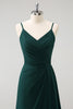 Load image into Gallery viewer, Dark Green Spaghetti Straps Ruche Long Bridesmaid Dress with Slit