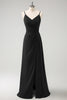 Load image into Gallery viewer, Dark Green Spaghetti Straps Ruche Long Bridesmaid Dress with Slit