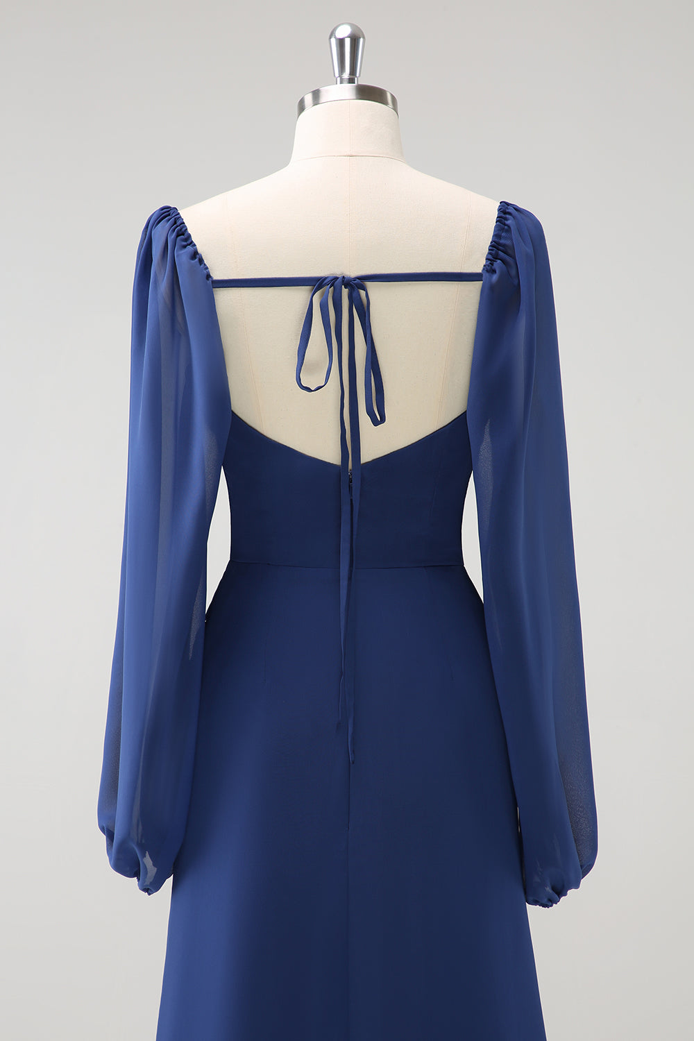 Zapaka Women Dark Blue Bridesmaid Dress Square Neck Chiffon Long Sleeves Sheath Long Wedding Guest Dress with Slit ZAPAKA UK Zapaka Women Dark Blue Bridesmaid Dress Square Neck Chiffon Long Sleeves Sheath Long Wedding Guest Dress with Slit ZAPAKA UK