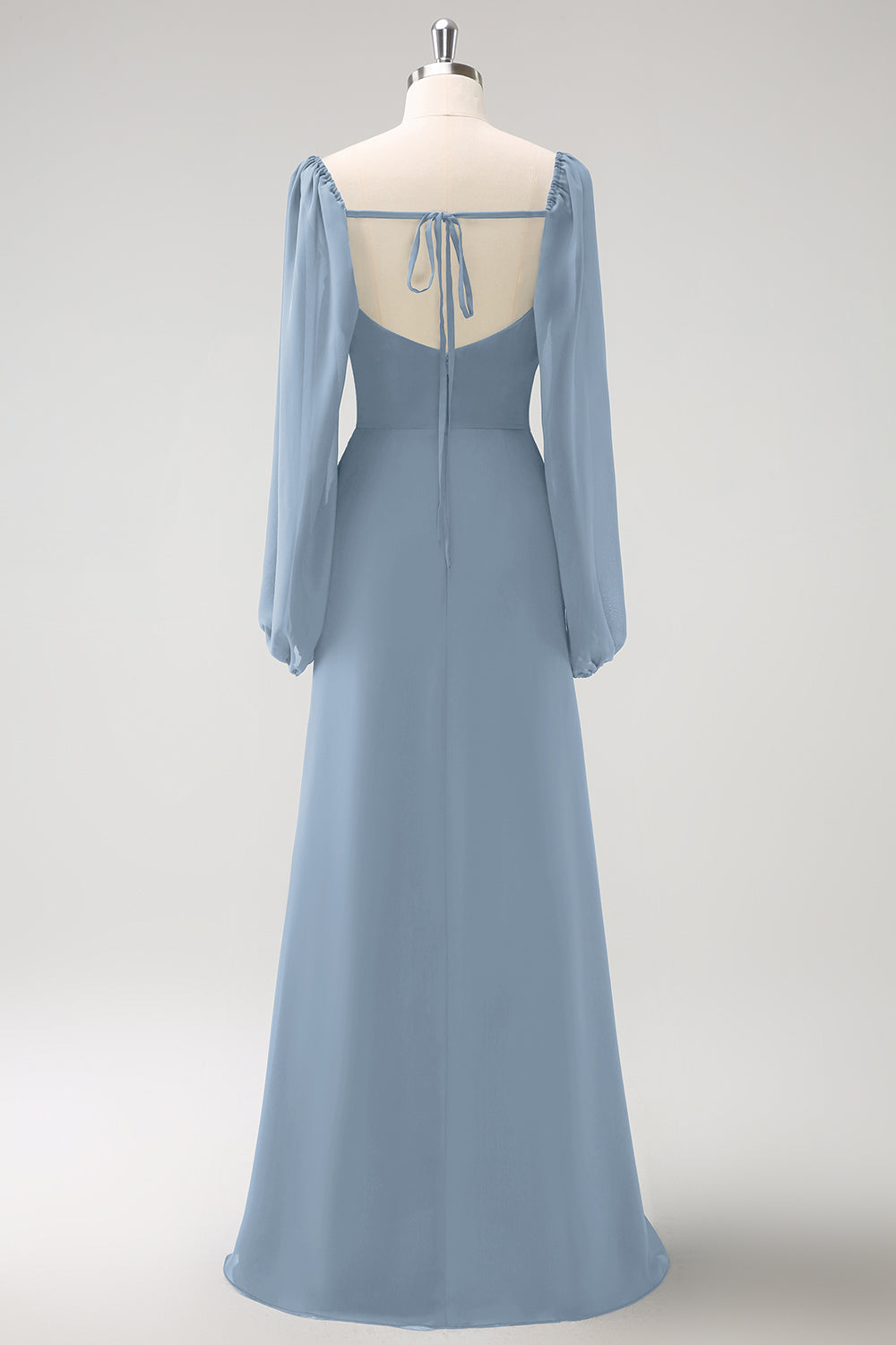 Zapaka Women Dark Blue Bridesmaid Dress Square Neck Chiffon Long Sleeves Sheath Long Wedding Guest Dress with Slit ZAPAKA UK Zapaka Women Dark Blue Bridesmaid Dress Square Neck Chiffon Long Sleeves Sheath Long Wedding Guest Dress with Slit ZAPAKA UK
