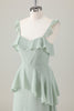 Load image into Gallery viewer, Light Green A-Line Ruffle Tiered Chiffon Corset Long Bridesmaid Dress