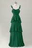 Load image into Gallery viewer, Light Green A Line Ruffle Tiered Chiffon Corset Long Bridesmaid Dress