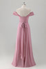 Load image into Gallery viewer, Pink Mermaid Off the Shoulder Long Bridesmaid Dress with Slit