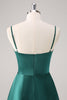 Load image into Gallery viewer, Dark Green A-Line Spaghetti Straps Satin Ruched Long Bridesmaid Dress