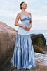 Load image into Gallery viewer, Sky Blue A-Line Spaghetti Straps Backless Satin Long Bridesmaid Dress