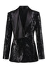 Load image into Gallery viewer, Sparkly Black Women&#39;s Prom Blazer with Fringes