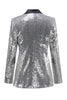 Load image into Gallery viewer, Sparkly Silver Black Peak Lapel Women&#39;s Prom Blazer