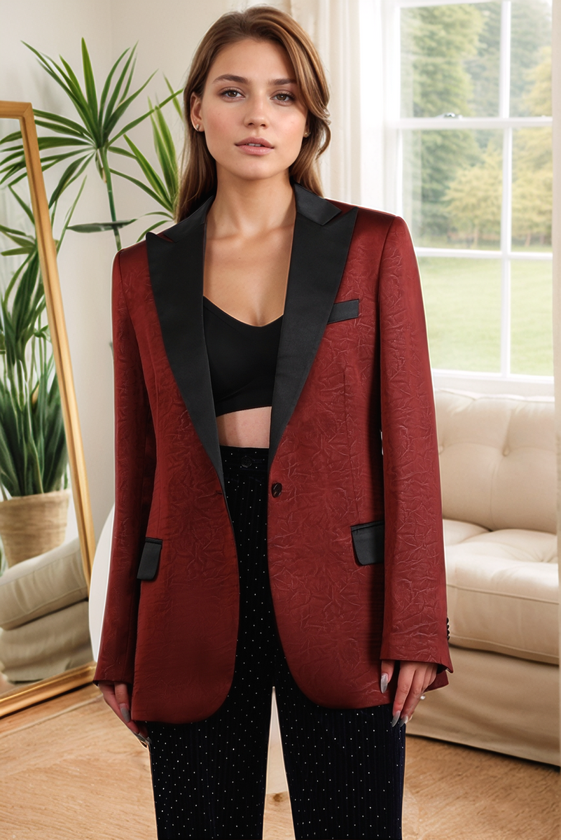 Load image into Gallery viewer, Rust Peak Lapel One Button Women Blazer