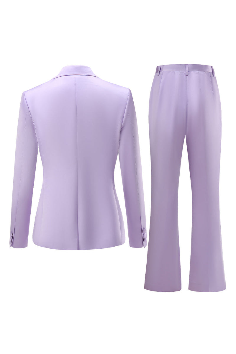 Load image into Gallery viewer, Purple Peak Laple Satin Double Breasted 2 Pieces Women Suits