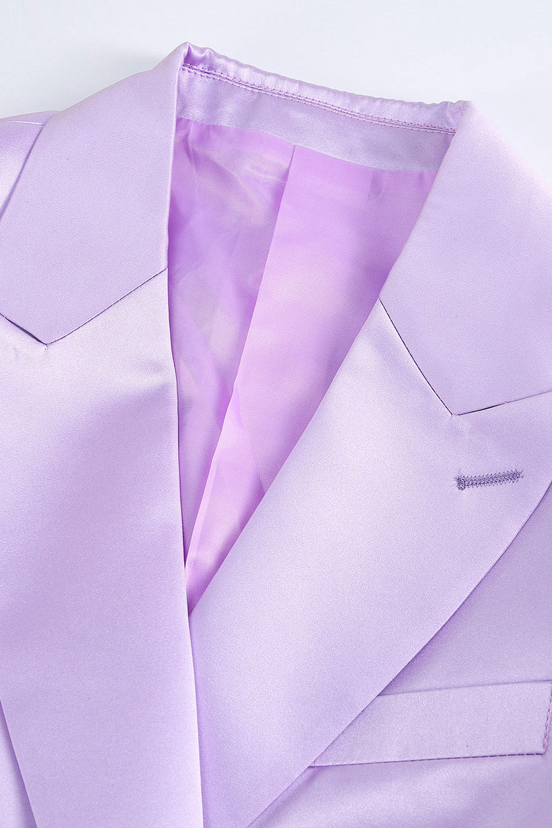 Load image into Gallery viewer, Purple Peak Laple Satin Double Breasted 2 Pieces Women Suits