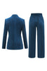 Load image into Gallery viewer, Peacock Blue Stripes Notched Lapel 2 Pieces Suits with Belt