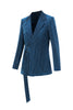 Load image into Gallery viewer, Peacock Blue Stripes Notched Lapel 2 Pieces Suits with Belt