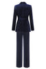 Load image into Gallery viewer, Navy Shawl Lapel 2 Pieces Women&#39;s Suits with Belt