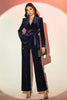 Load image into Gallery viewer, Navy Shawl Lapel 2 Pieces Women&#39;s Suits with Belt