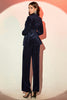 Load image into Gallery viewer, Navy Shawl Lapel 2 Pieces Women&#39;s Suits with Belt