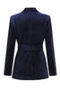 Load image into Gallery viewer, 2 Pieces Shawl Lapel Navy Women&#39;s Suits with Belt