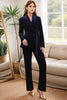 Load image into Gallery viewer, 2 Pieces Shawl Lapel Navy Women&#39;s Suits with Belt