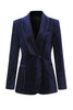 Load image into Gallery viewer, 2 Pieces Shawl Lapel Navy Women&#39;s Suits with Belt