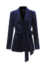 Load image into Gallery viewer, 2 Pieces Shawl Lapel Navy Women&#39;s Suits with Belt