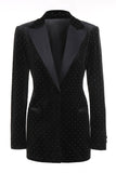 Black Polk Dots One Button 2 Piece Women Suit