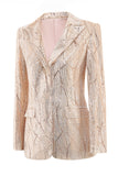 Champagne Peak Lapel Single Button Sequin Women's Suits