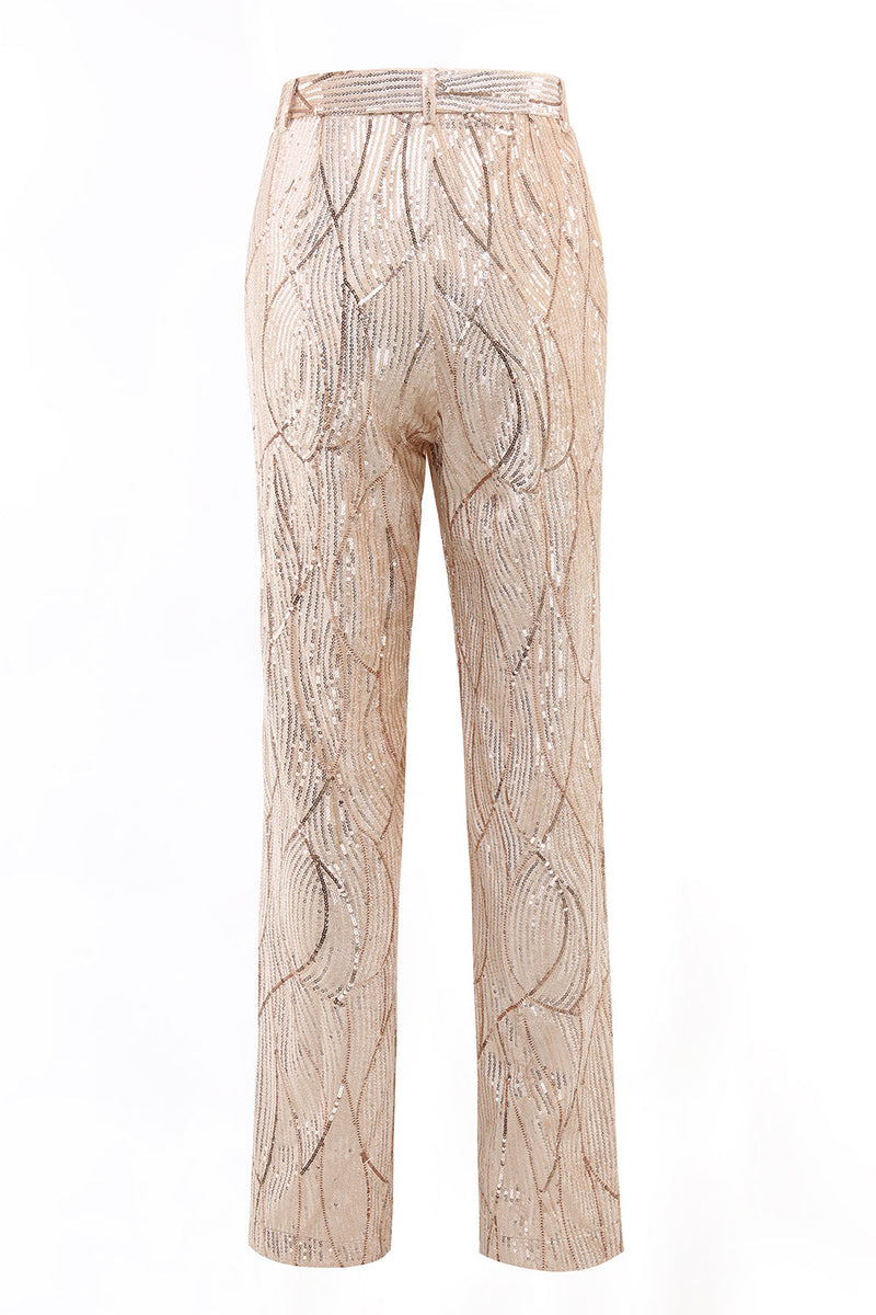 Load image into Gallery viewer, Champagne Peak Lapel Single Button Sequin Women&#39;s Suits